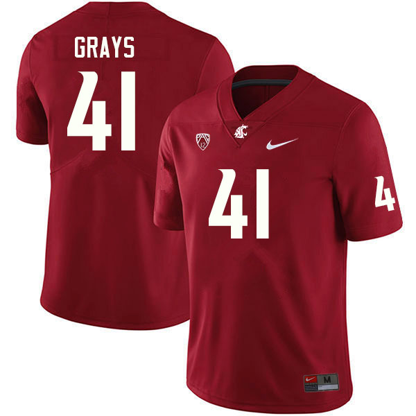 Washington State Cougars #41 Bryce Grays College Football Jerseys Sale-Crimson